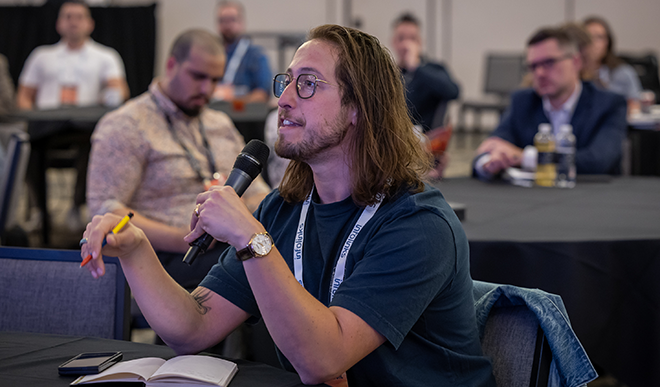 Snopes CRO Justin Wohl at AdMonsters PubForum on November 11, 2024 in Scottsdale. (AdMonsters) 