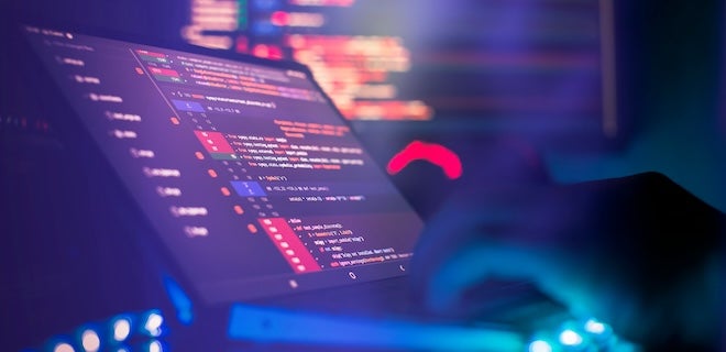 Project managers work new idea. Mobile app developer. Innovative startup project. Website programming code